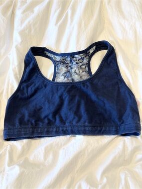 PINK Victoria's Secret Navy Racerback Lace-Back Sports Bralette